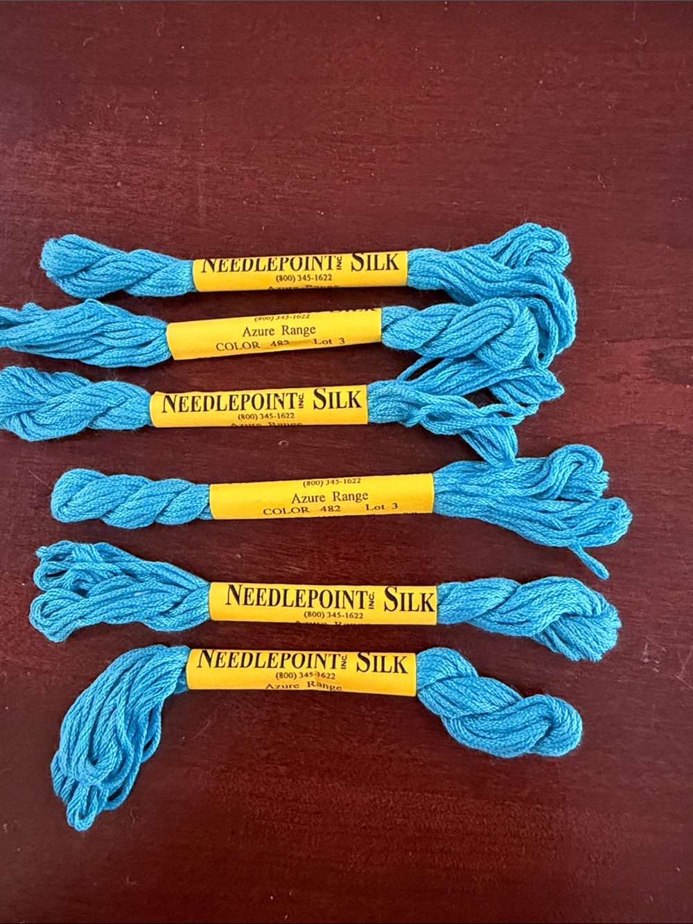 Needlepoint Inc. Silk Embroidery Floss in Bright Azure Blue - Lot of 6